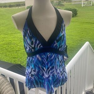 Kirkland Signature By Miraclesuit blue Fierce halter tankini top size 12 NWT